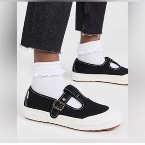 Vans Black and White Mary Jane Strap Sneakers